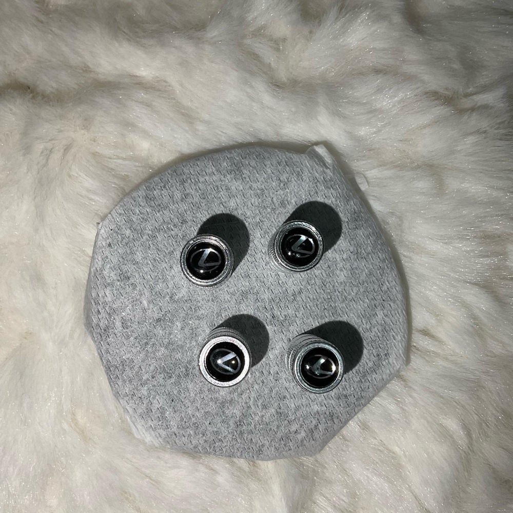 Lexus Silver and Black Tire Valve Caps